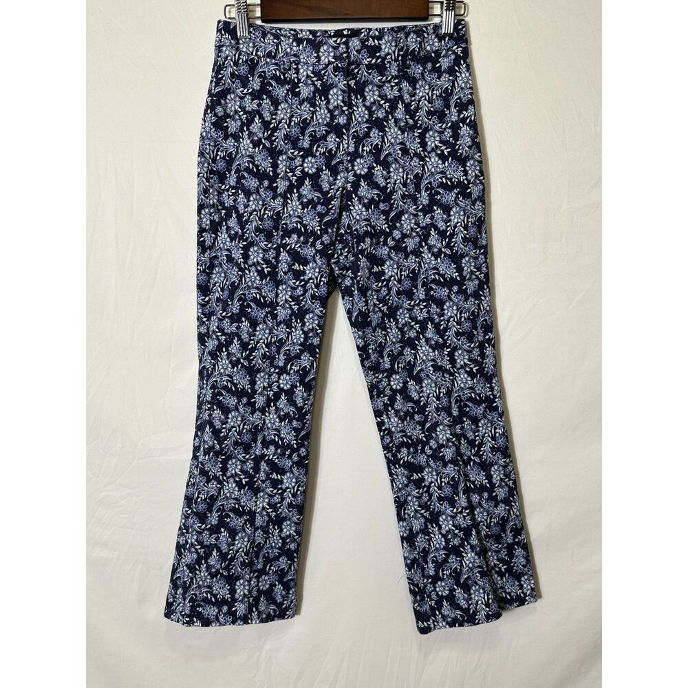 Drew Anthropologie Women's Isabelle Capri Pants Blue Floral Stretch Size 8